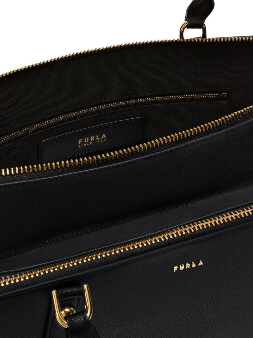 Furla Rectangular Black Handbag With Gold-Tone Hardware