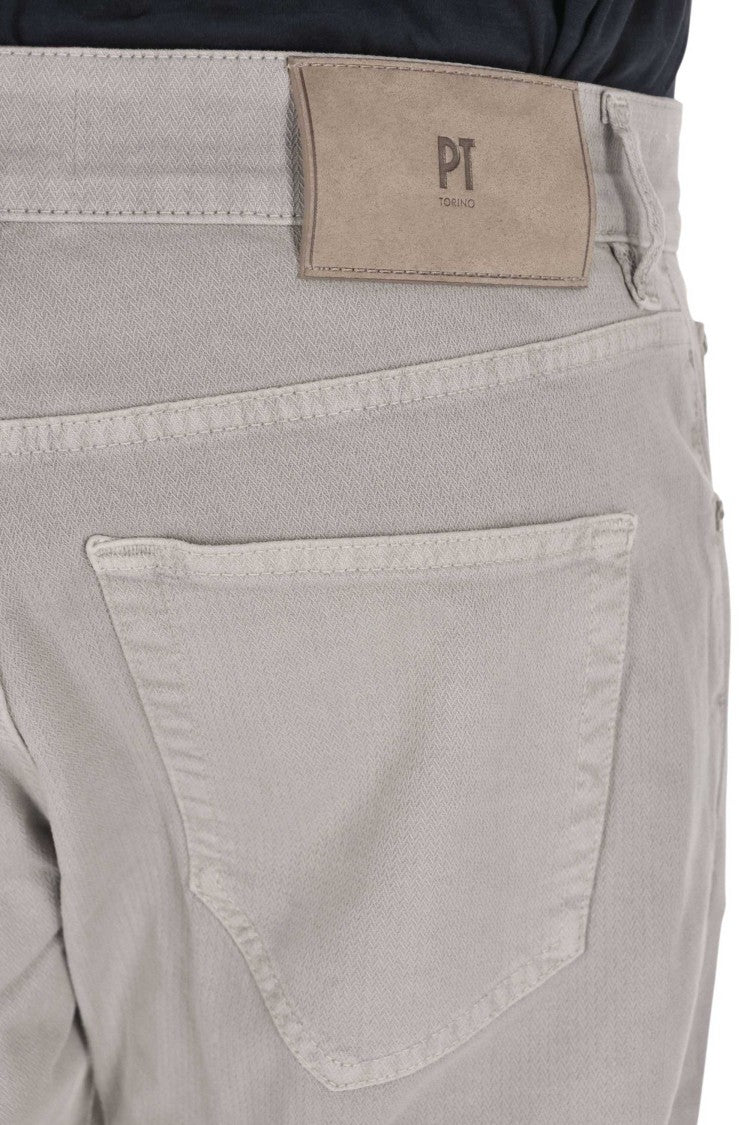 Pt Denim Herringbone Stretch Cotton Chinos