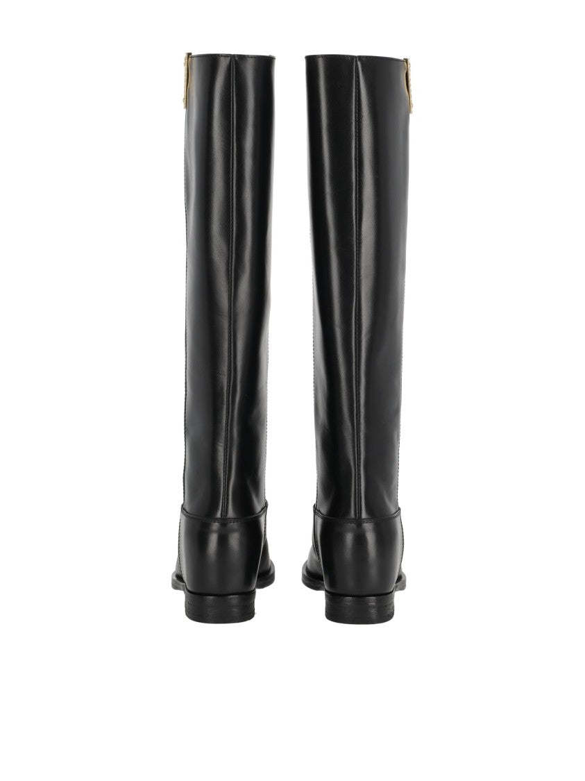 Via Roma 15 Tall Black Leather Studded Boots