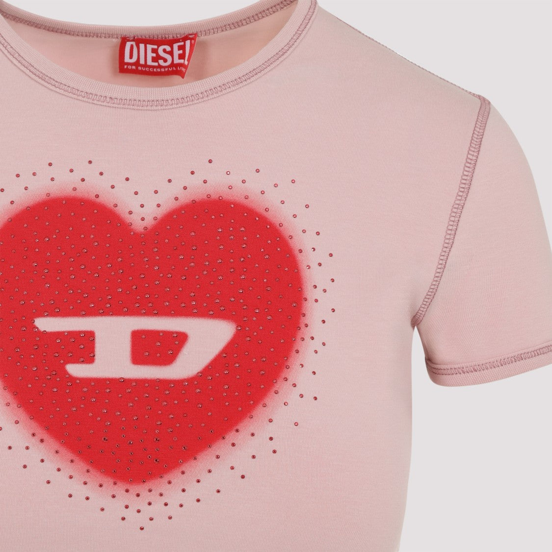 Diesel Pink-Purple Cotton Blend T-Shirt