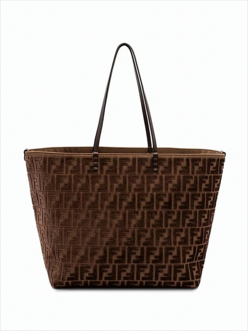 Fendi Trapezoidal Brown Calf Leather Tote Bag