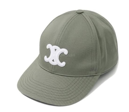 Celine Structured Olive Green Cotton Baseball Cap