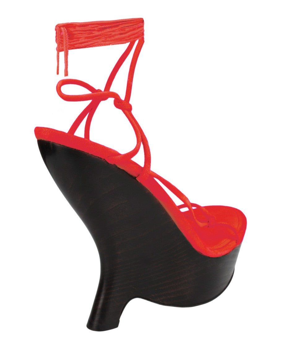 Ferragamo Frida Platform Wedge Sandals With Sculpted Wooden Heel