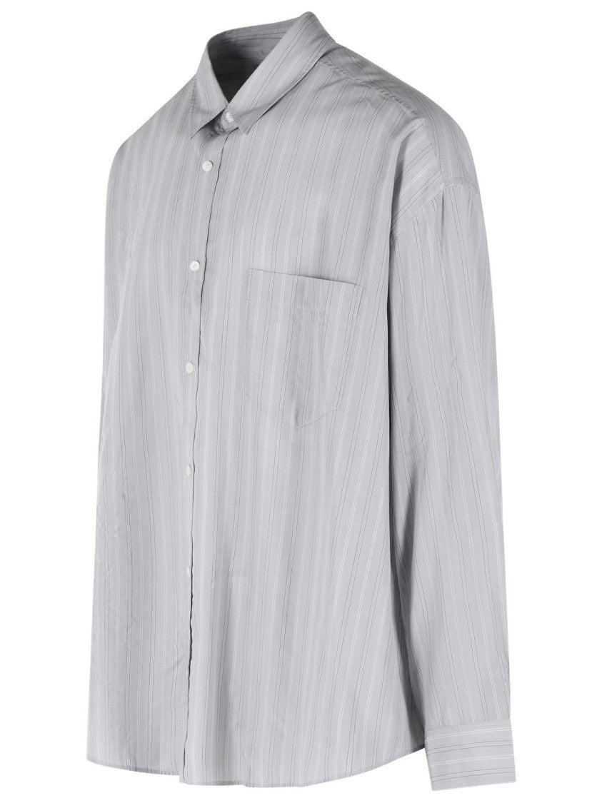 Acne Studios Grey Striped Lyocell Loose Shirt