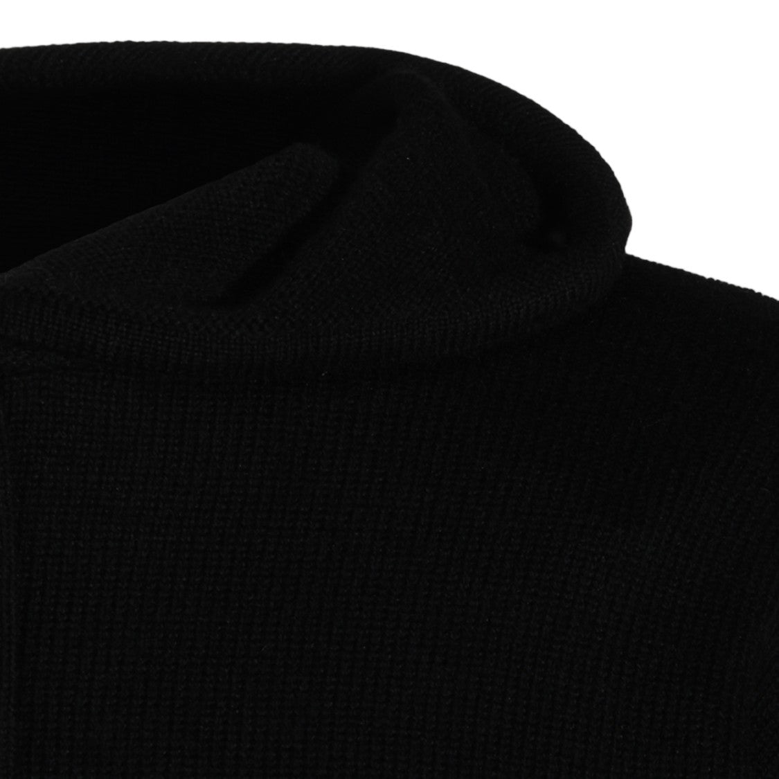 Antonelli Firenze Hooded Black Knit Sweater With Relaxed Fit And Ribbed Details
