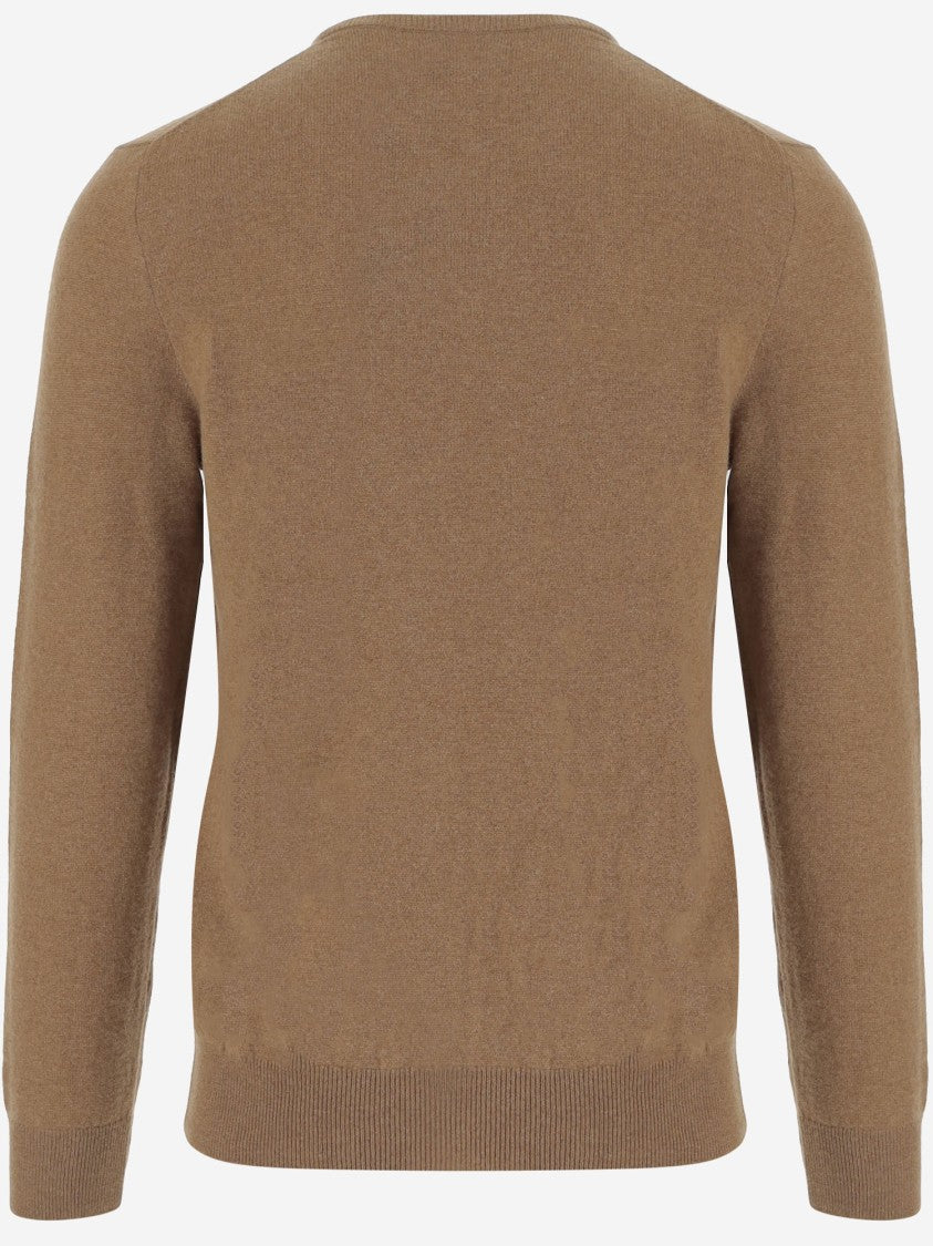 Polo Ralph Lauren Beige Wool Crew Neck Sweater With Ribbed Detail