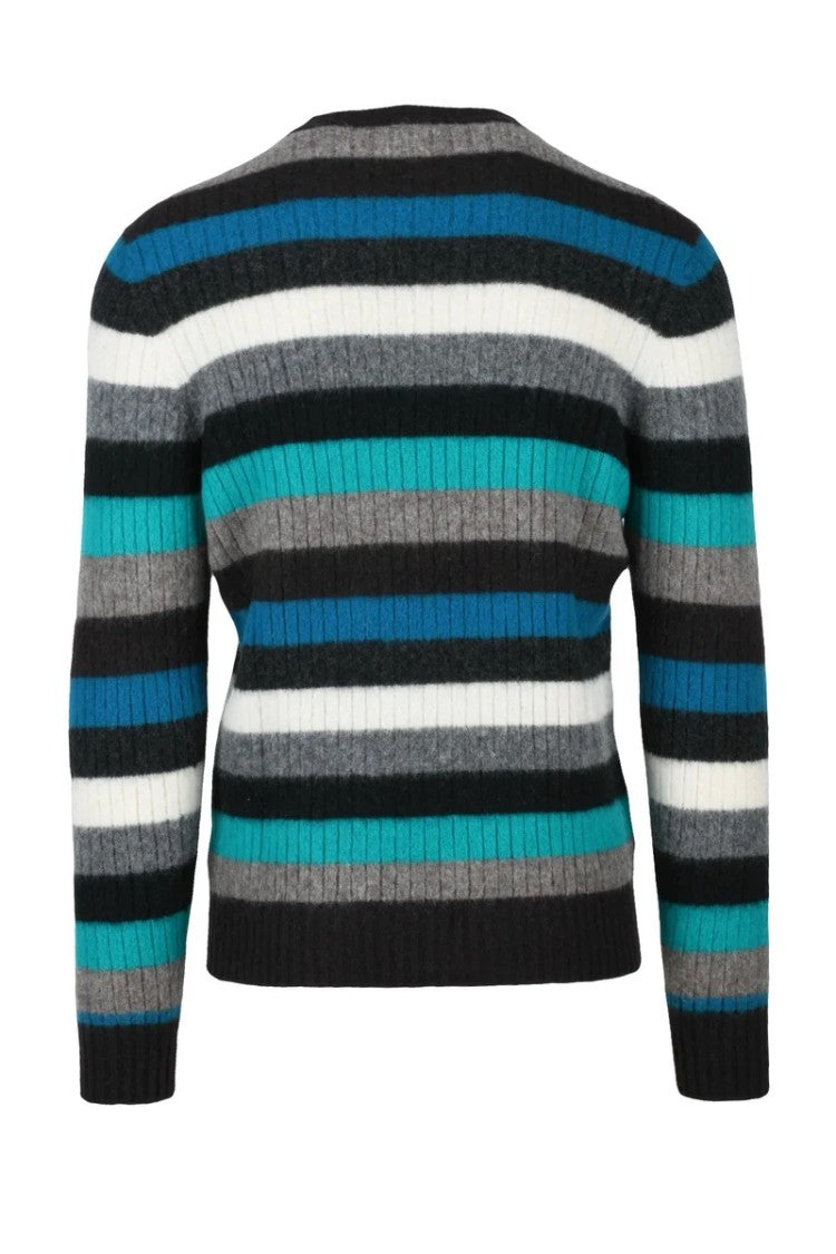 Drumohr Lambskin Crew Neck Pullover - Brown/Light Blue