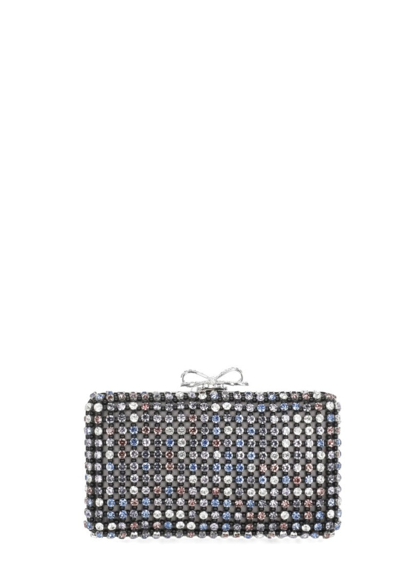 Self-Portrait Crystal-Embellished Chainmail Clutch Bag
