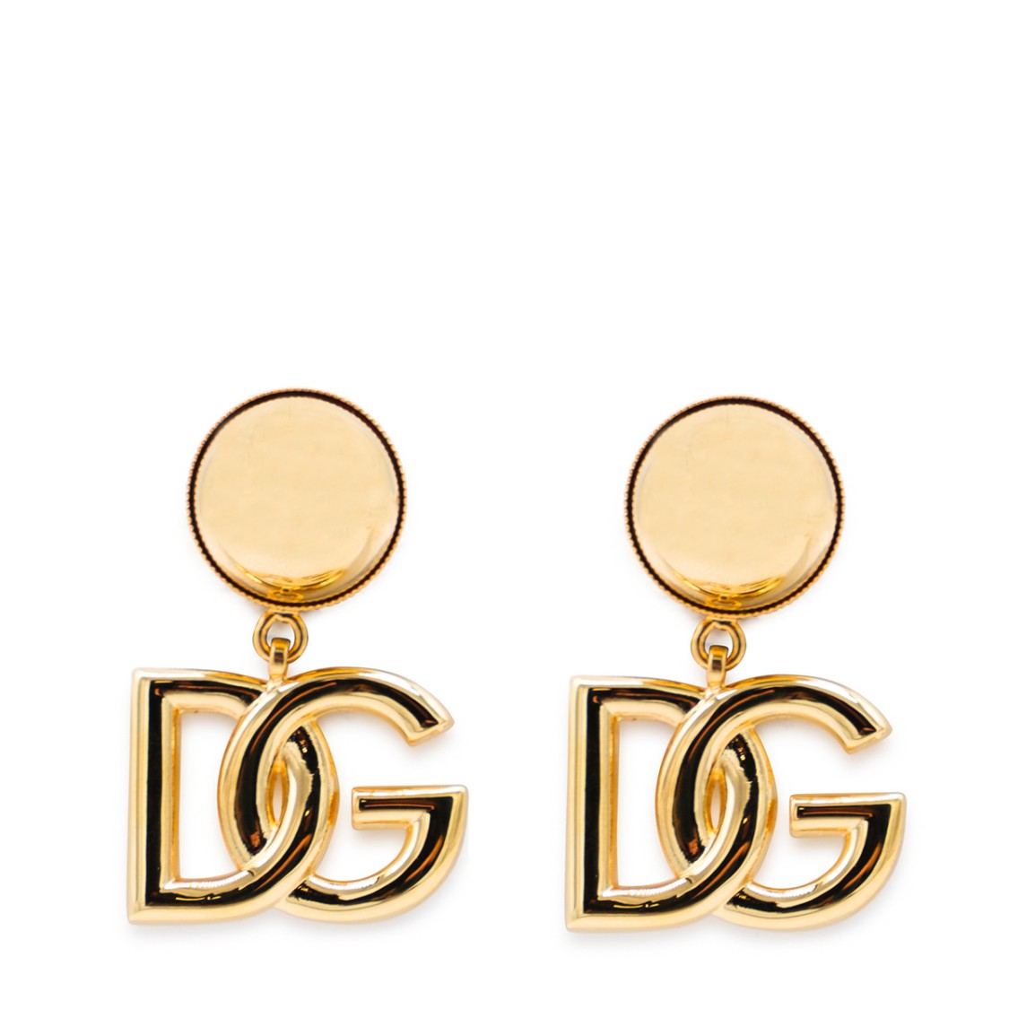 Dolce & Gabbana Polished Gold Metal Earrings With Interlocking Dg Charm