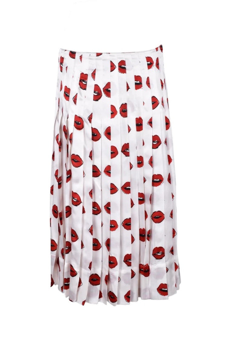Khaite Pleated Mini Skirt With Lip Print