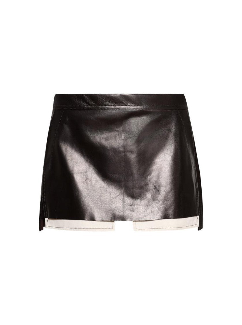 Rick Owens Fog Cutoff Mini Skirt Mahogany