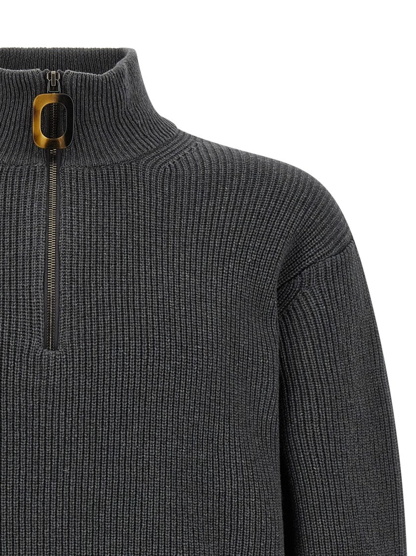J. W. Anderson Half-Zip Knit Sweater With Horn-Effect Zipper