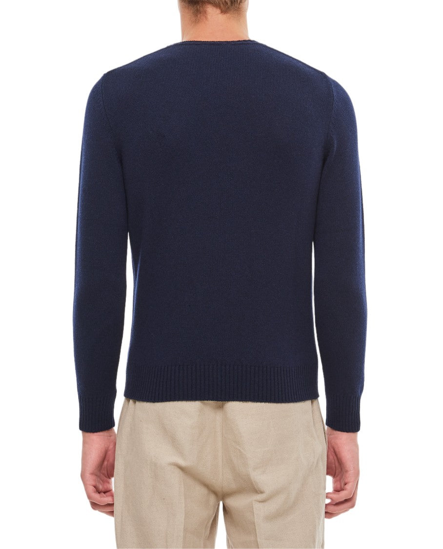 Drumohr Regular Fit Navy Blue Cashmere Crewneck Sweater