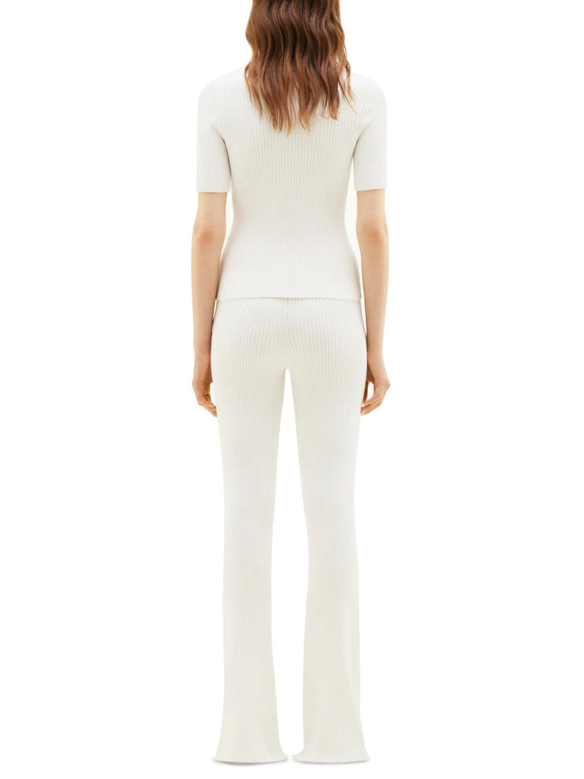 Courrèges Short-Sleeved Fitted Knit Sweater With Subtle Logo Detail