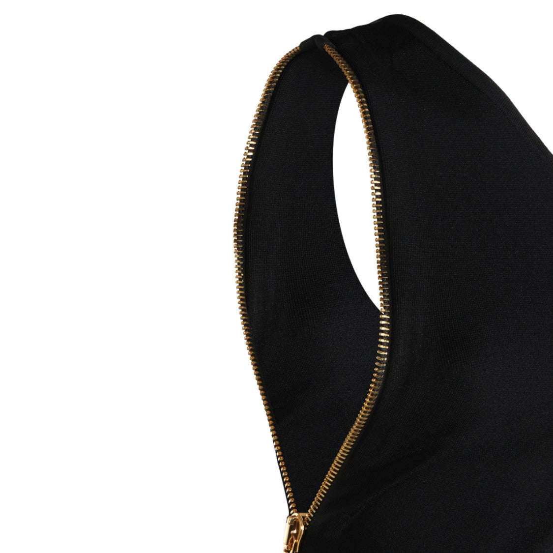 Elisabetta Franchi Black One-Shoulder Gold Zipper Maxi Dress