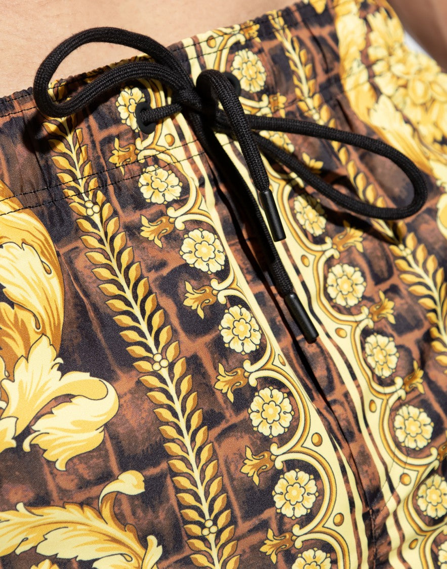 Versace Barocco Print Logo Swim Shorts