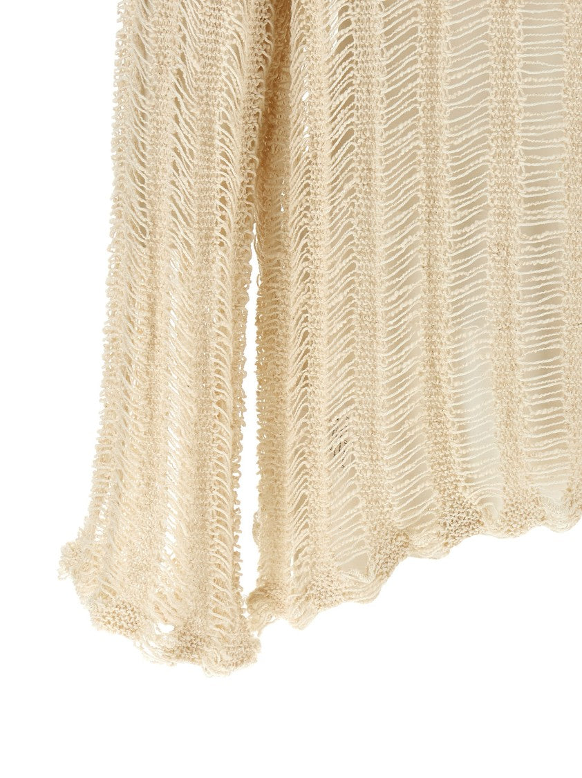 Séfr Flared Silhouette Crocheted Cotton Blend Sweater