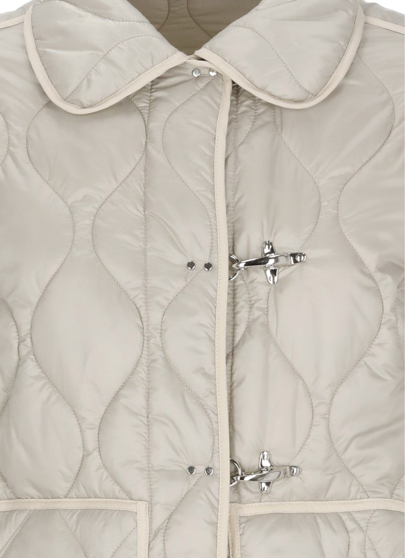 Fay Beige Quilted Hook-Fastening Jacket
