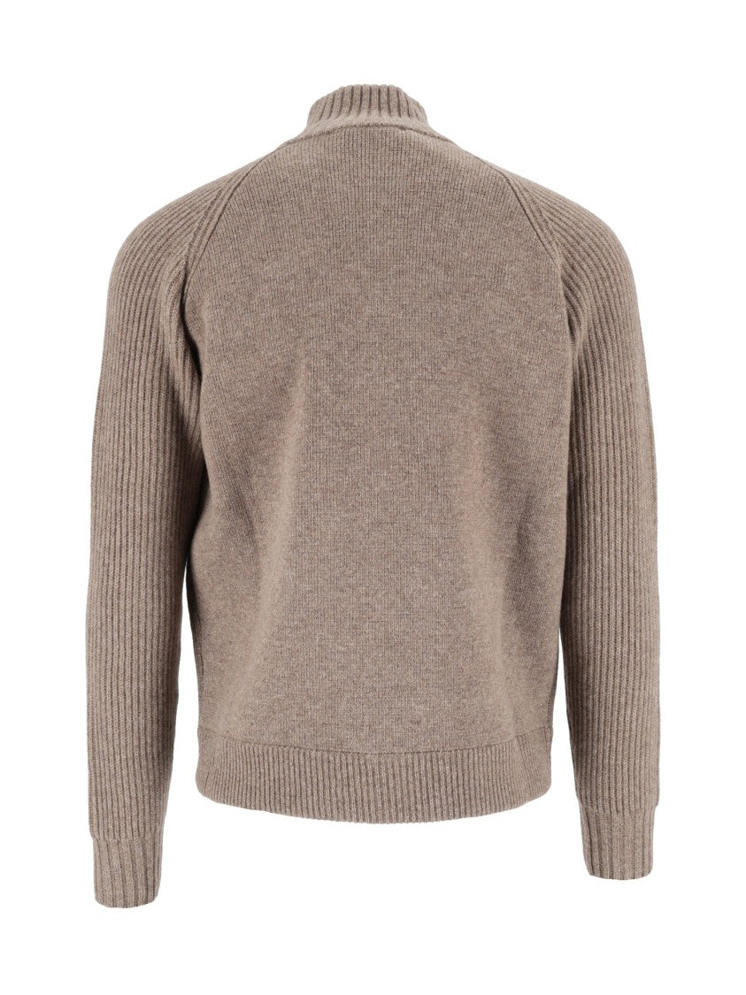 L.B.M. 1911 Maglie Drop S High Ribbed Collar Zip-Through Knit