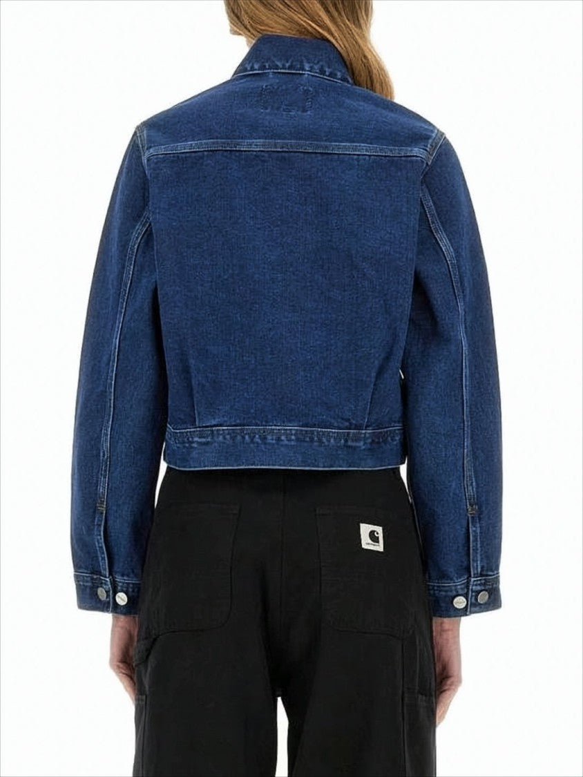 Carhartt Wip Cropped Denim Jacket With Classic Collar