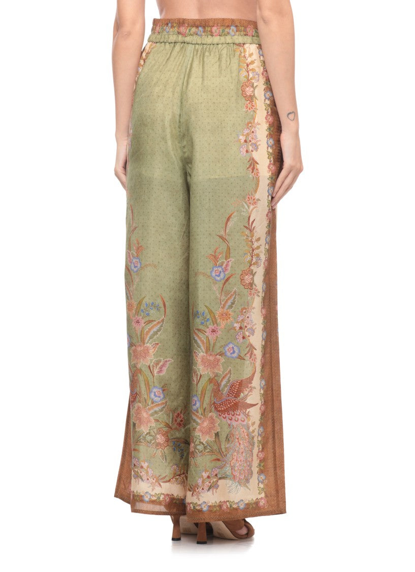 Zimmermann Green Indra Floral Pattern Sweatpants