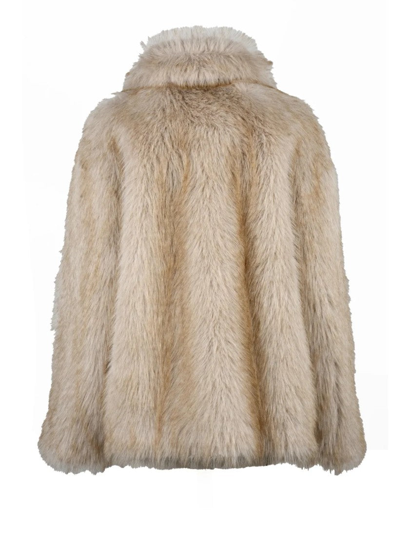 Liu Jo Plush Faux Fur Coat With Hook-And-Eye Closure