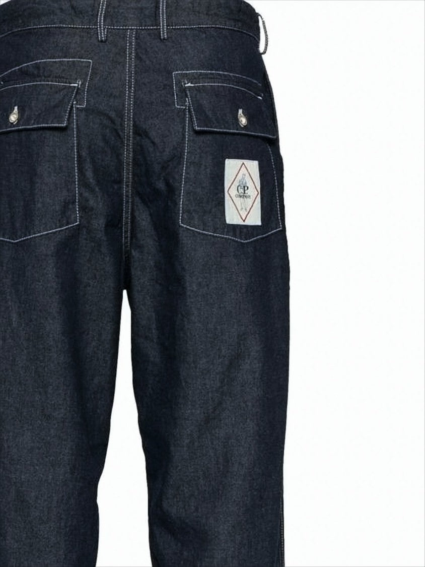 C.P. Company Relaxed-Fit Dark Denim Pants With Button-Accented Pockets