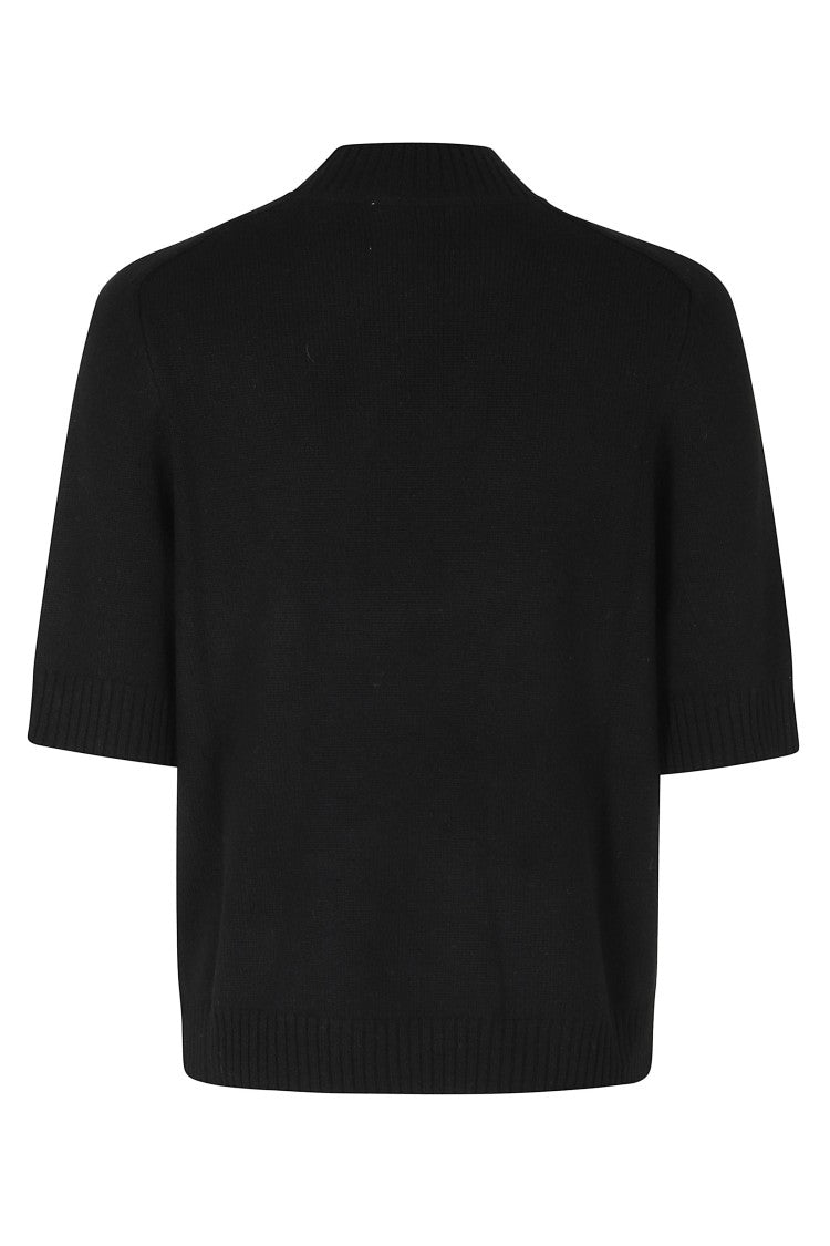 Loulou De Saison Black Ruth Short Saddle-Sleeve Cashmere Top