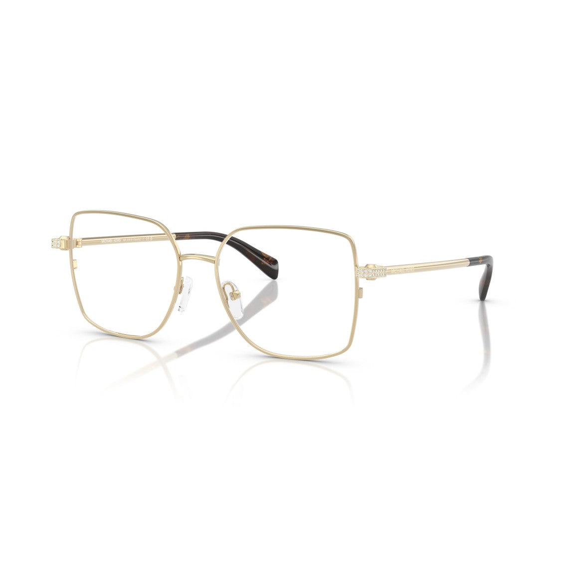 Michael Kors 0Mk3091b Square Metal Gold Finish Eyeglasses With Tortoiseshell Tips