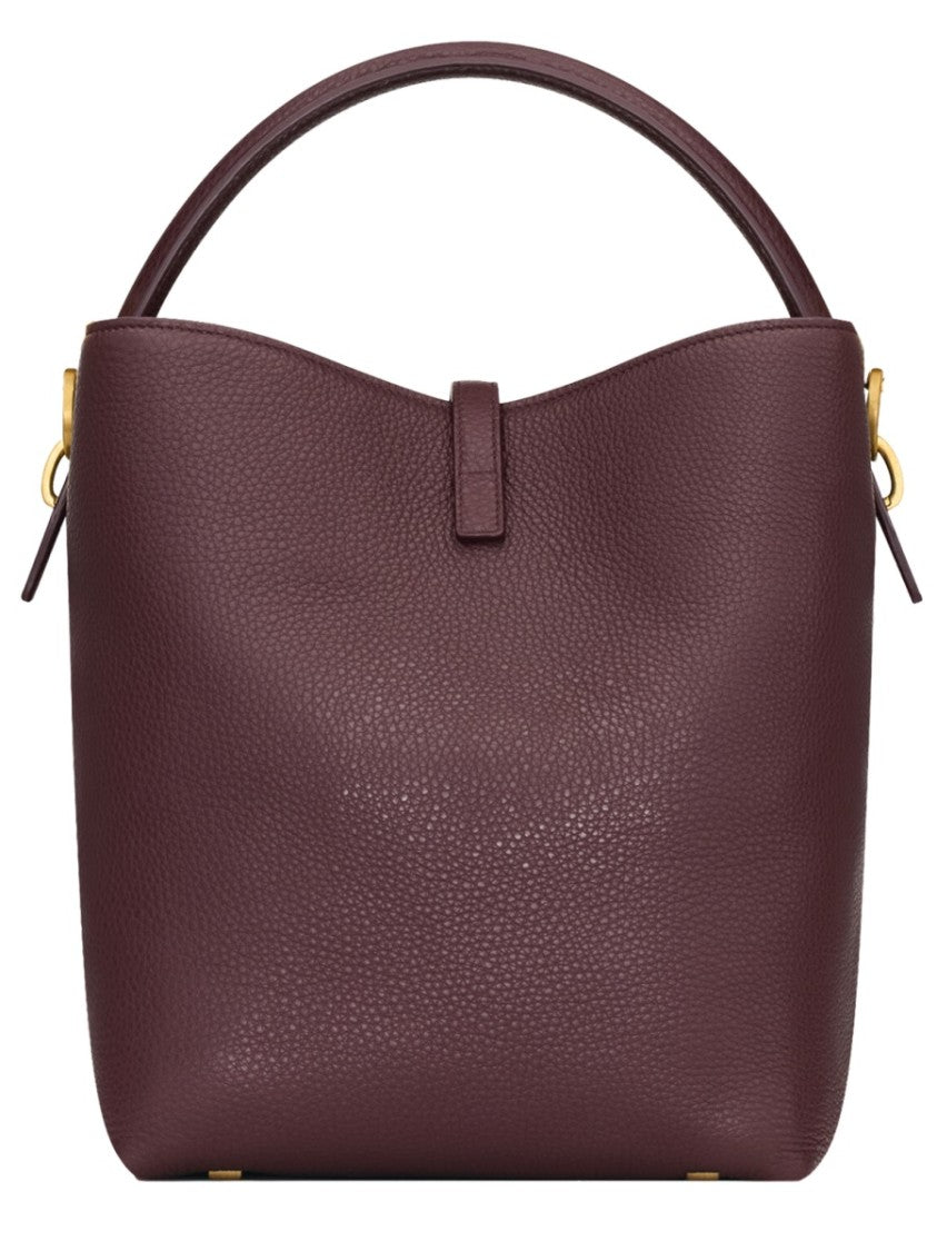 Saint Laurent Structured Pebbled Leather Shoulder Bag With Gold-Tone Logo Clasp