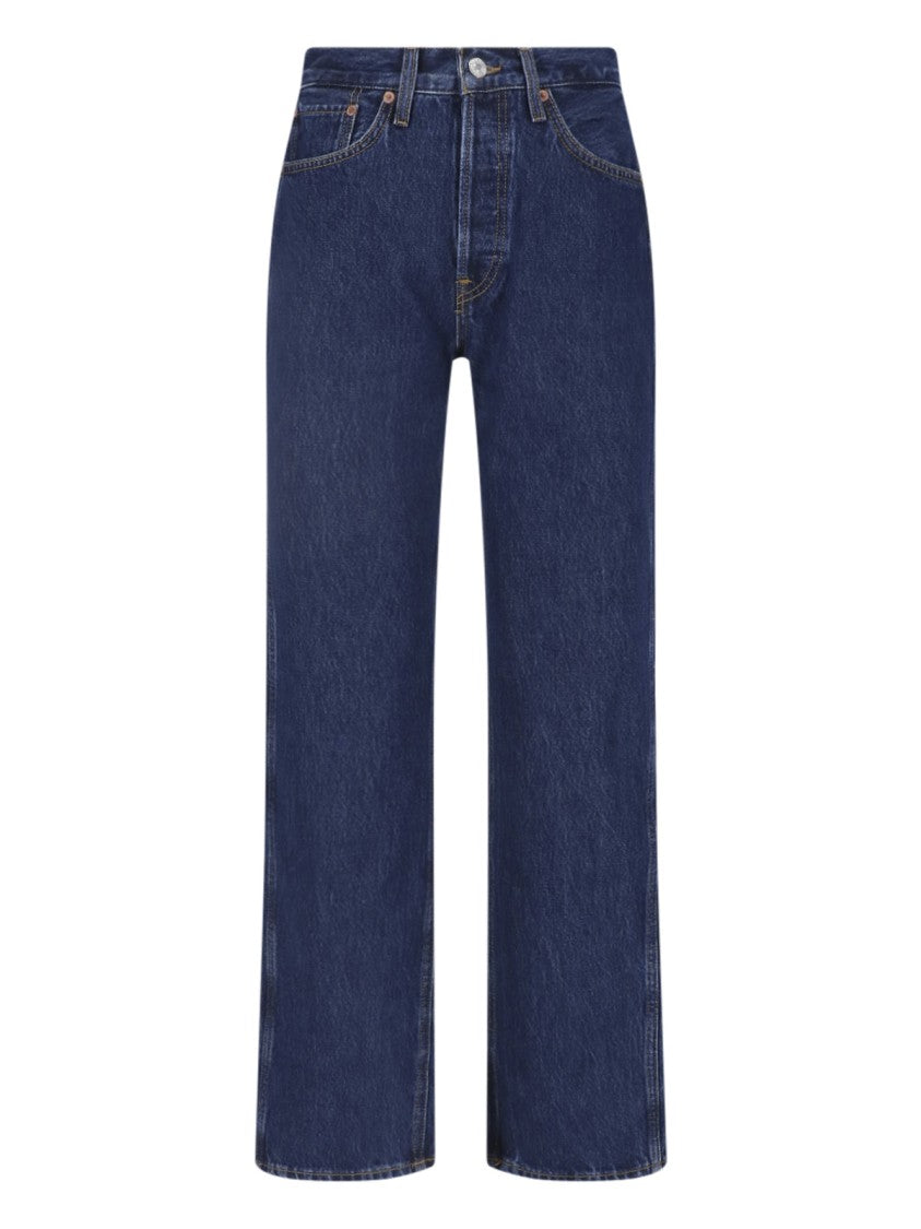 Re/Done Blue Denim Straight-Leg Jeans