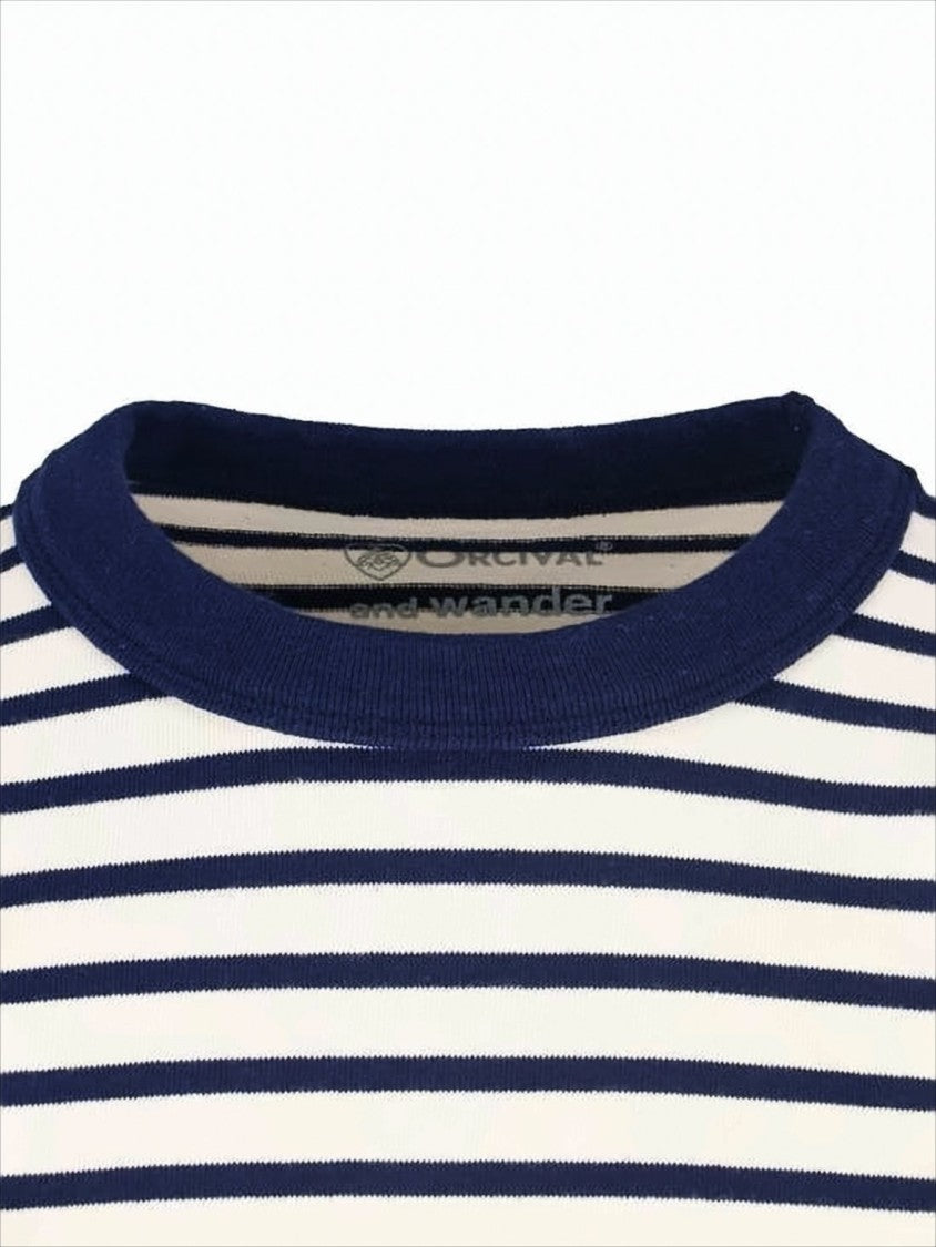 And Wander Navy And White Striped Long-Sleeve Shirt