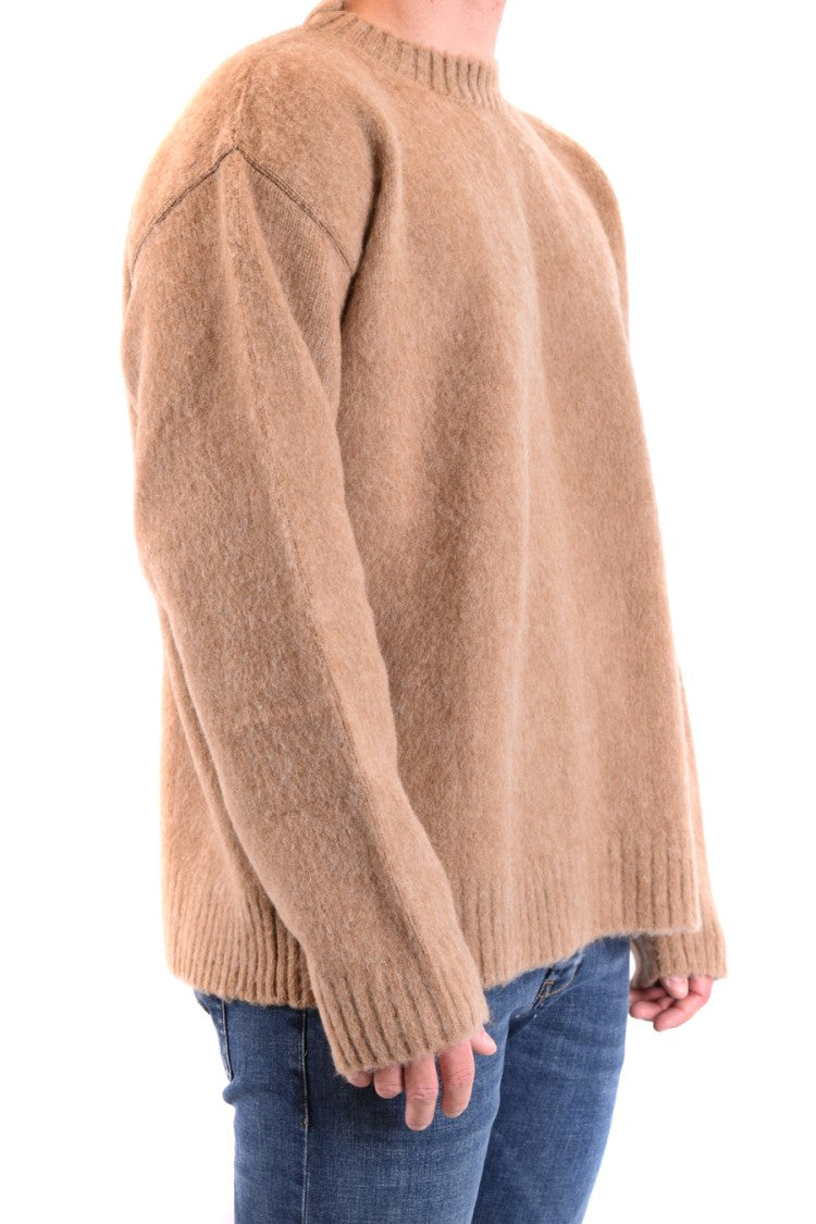 Paura Relaxed Fit Round Neck Wool Sweater