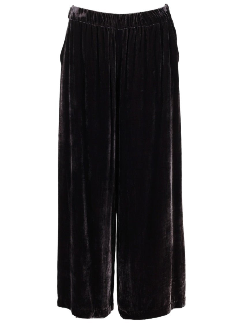 P.A.R.O.S.H. Velvety Black Wide-Leg Pants With Relaxed Fit