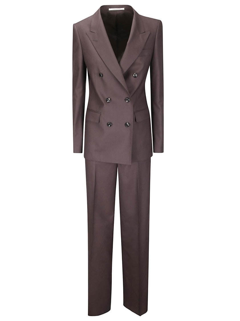 Tagliatore Double-Breasted Dark Brown Wool Blend Suit