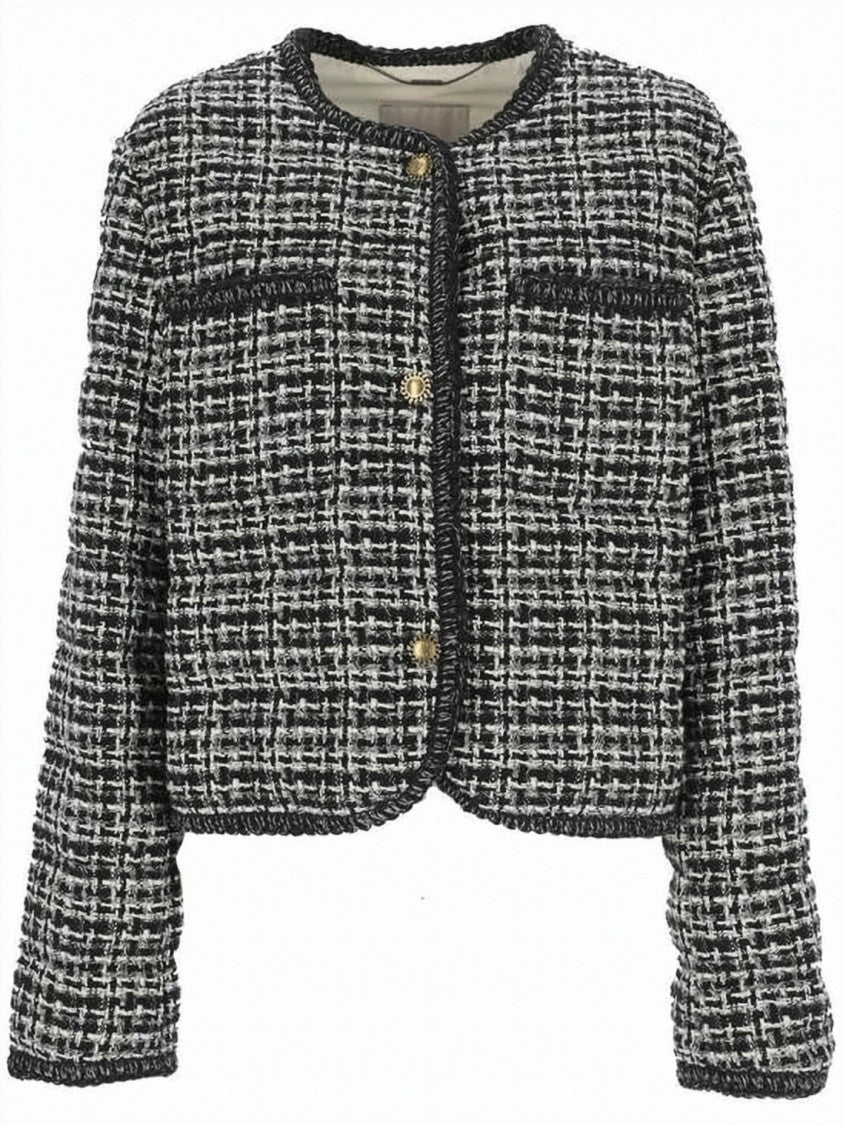 Moncler Cropped Tweed Jacket With Textured Finish