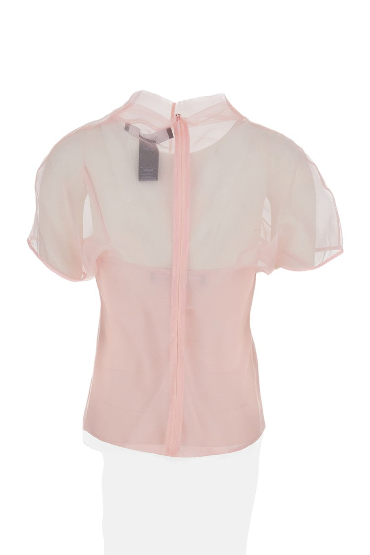 Federica Tosi Sheer Silk Organza Blouse With High Neck