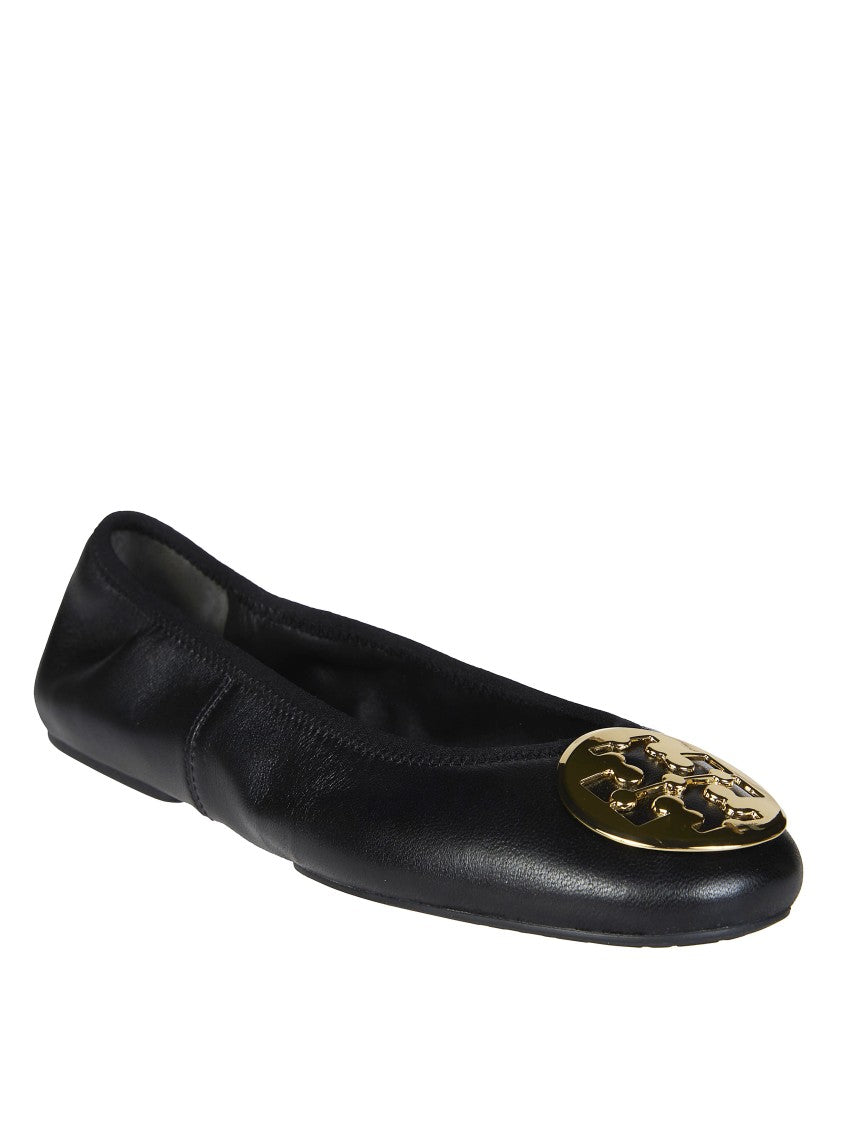 Tory Burch Black Reva Travel Leather Ballet Flats
