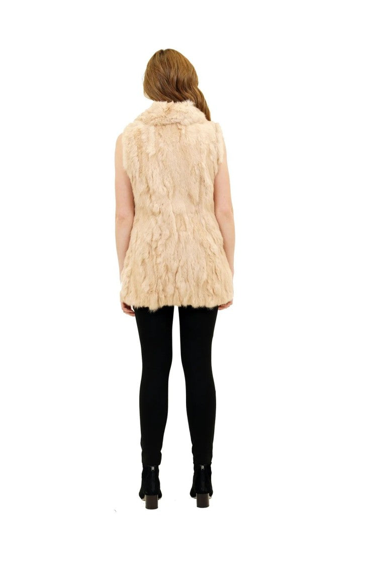 Love Token Faye Spread Collar Genuine Real Rabbit Fur Vest - Lt12-50