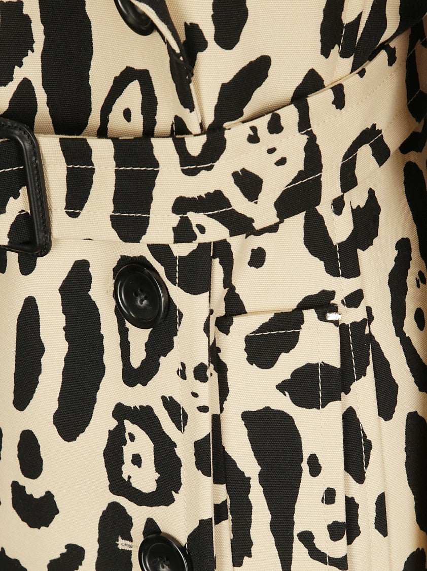 Sportmax Spotted Cotton Trench Coat With Wide Collar