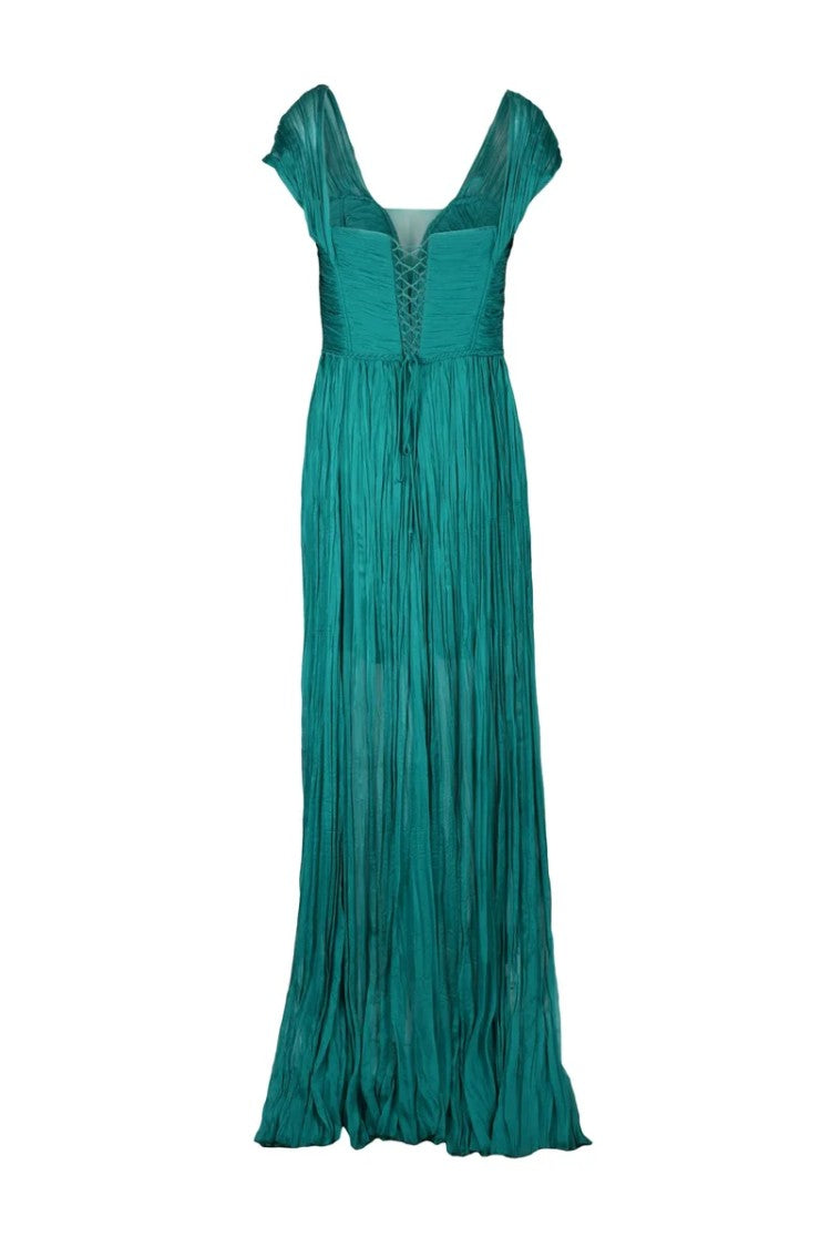 4 Meta Pleated Maxi Dress - Green