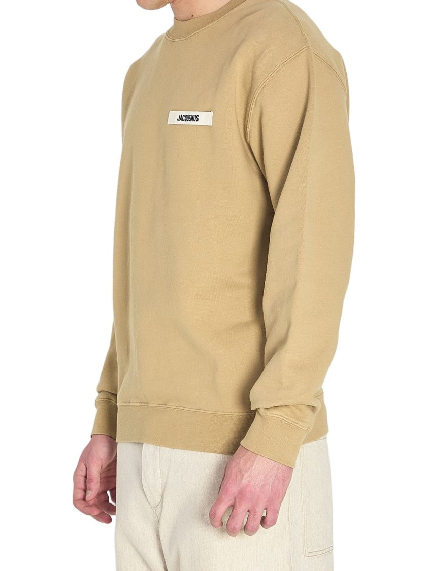 Jacquemus Beige Crewneck Sweatshirt With Relaxed Fit And Subtle Patch