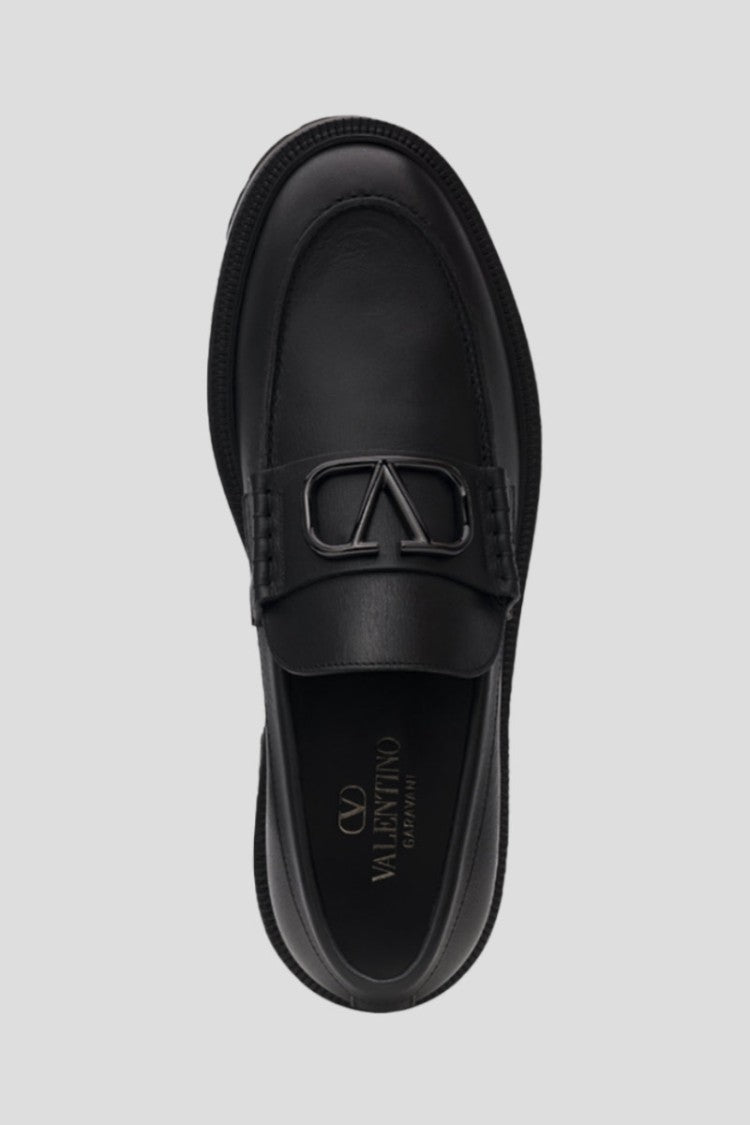 Valentino V Logo Leather Loafers
