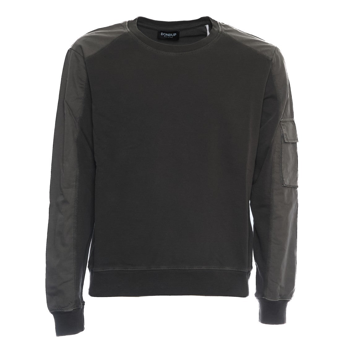 Dondup Taupe Crew Neck Sweatshirt With Contrasting Sleeves