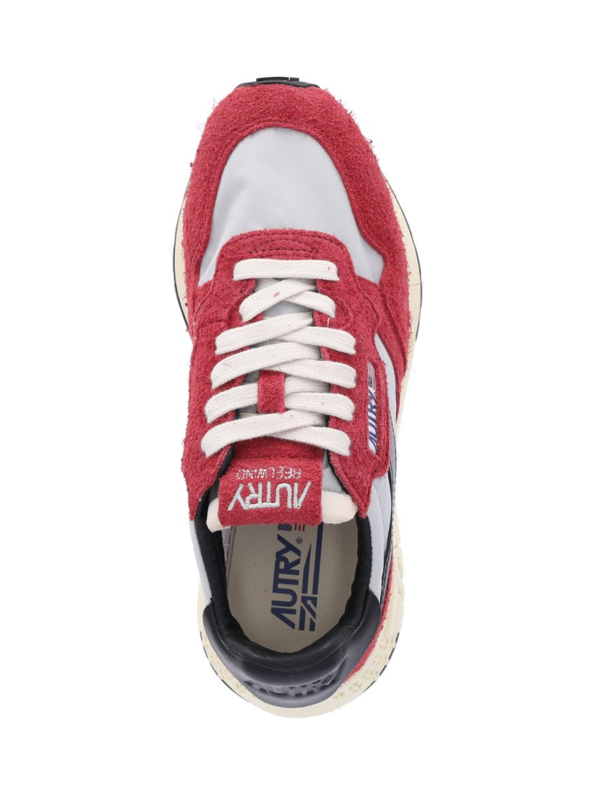 Autry Reelwind Low-Top Sneakers In Red Crackled Leather