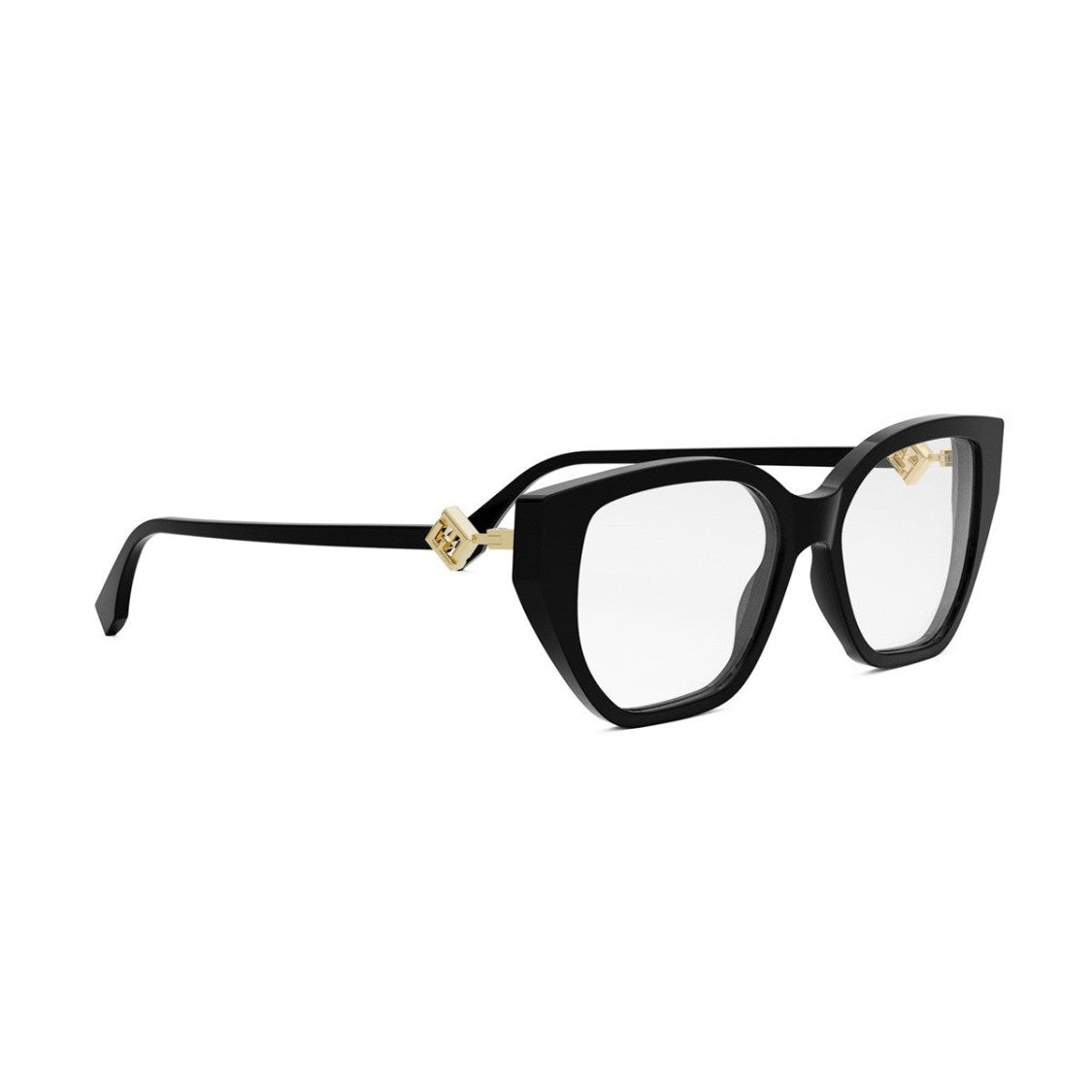Fendi Black Ff Diamond Acetate Rectangular Sunglasses