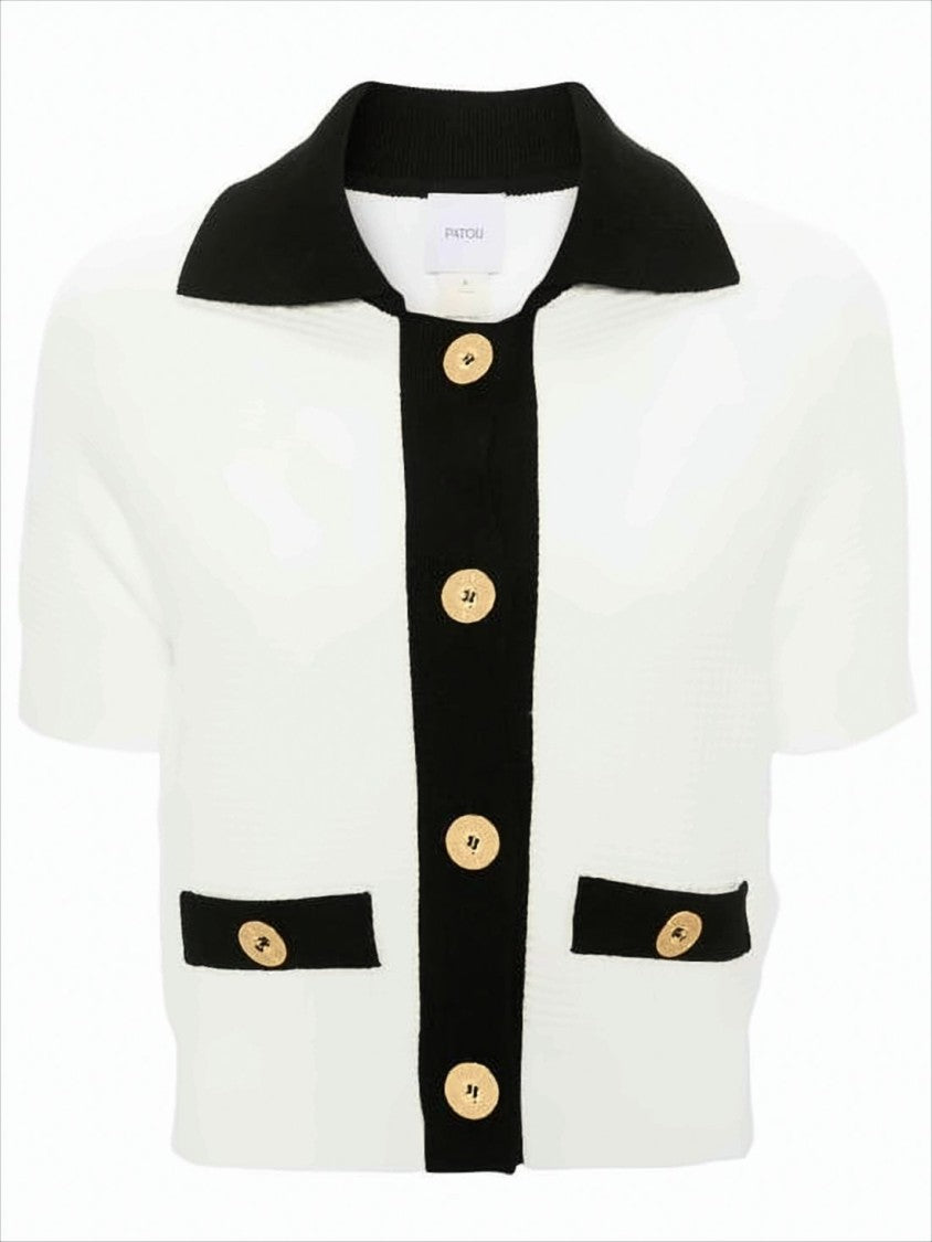 Patou Textured Cropped Jacket With Gold Accents
