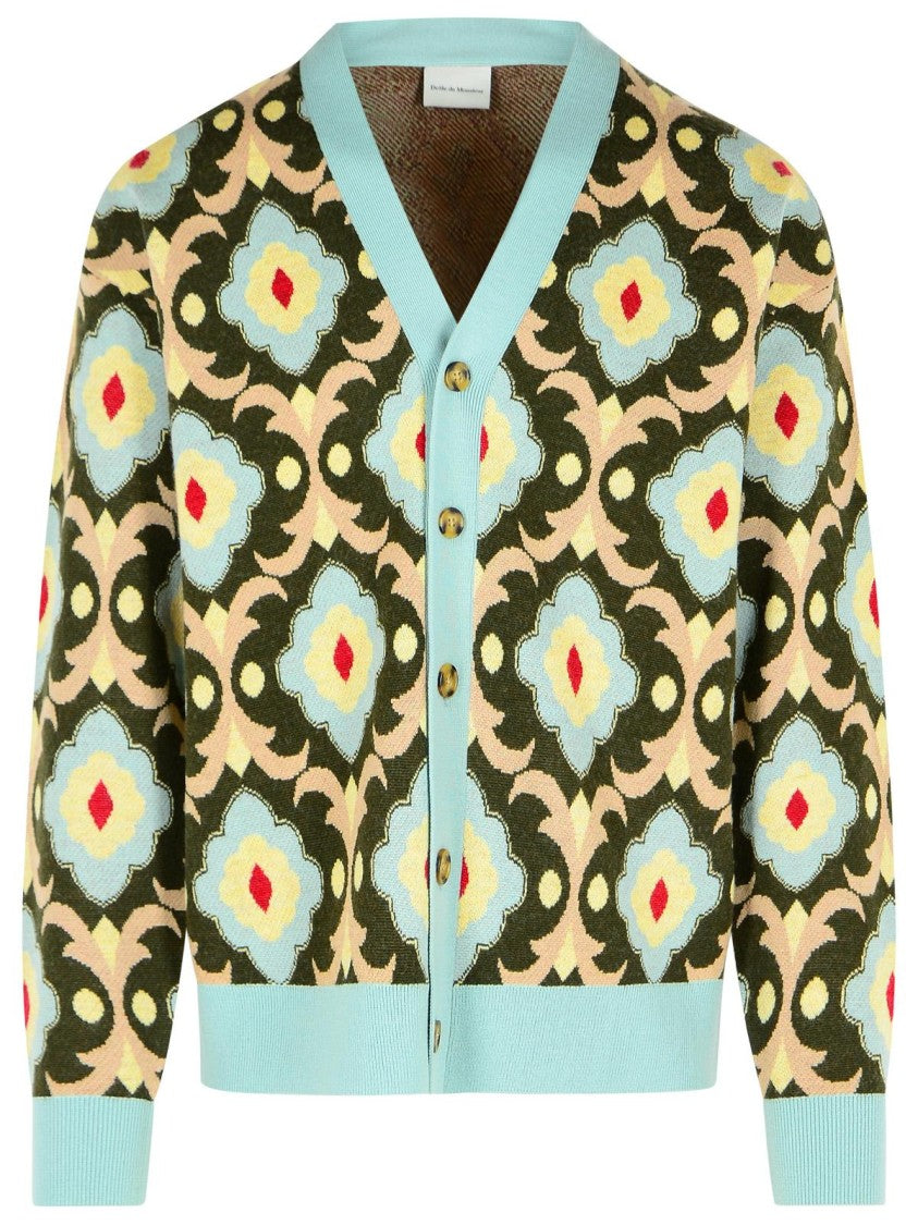 Drôle De Monsieur Tapisserie' Khaki Merino Wool Cardigan