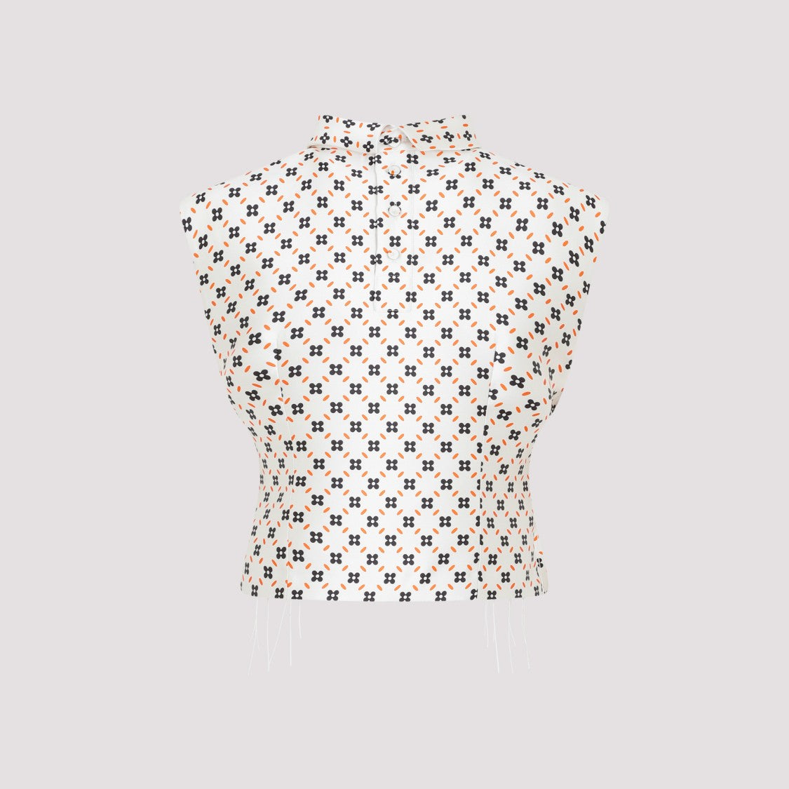 Lanvin Chalk Floral Cropped Sleeveless Top