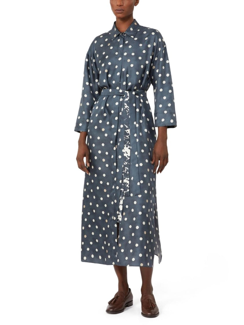 Max Mara Midi Silk Dress With Polka Dot Pattern